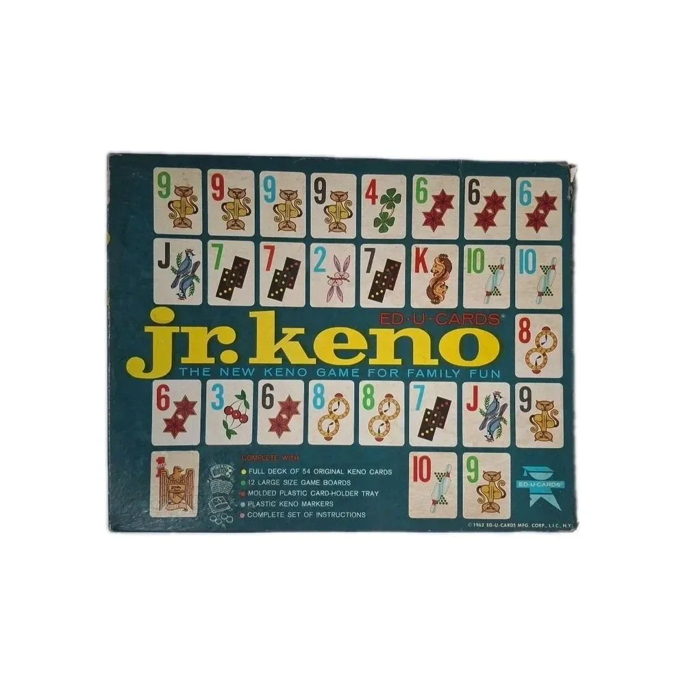 JR. KENO ED-U-CARDS Board Game 1962 Complete Nice Condition